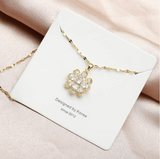 Titanium steel necklace female flower zircon necklace clavicle chain full diamond Korean INS necklace flower snow necklace