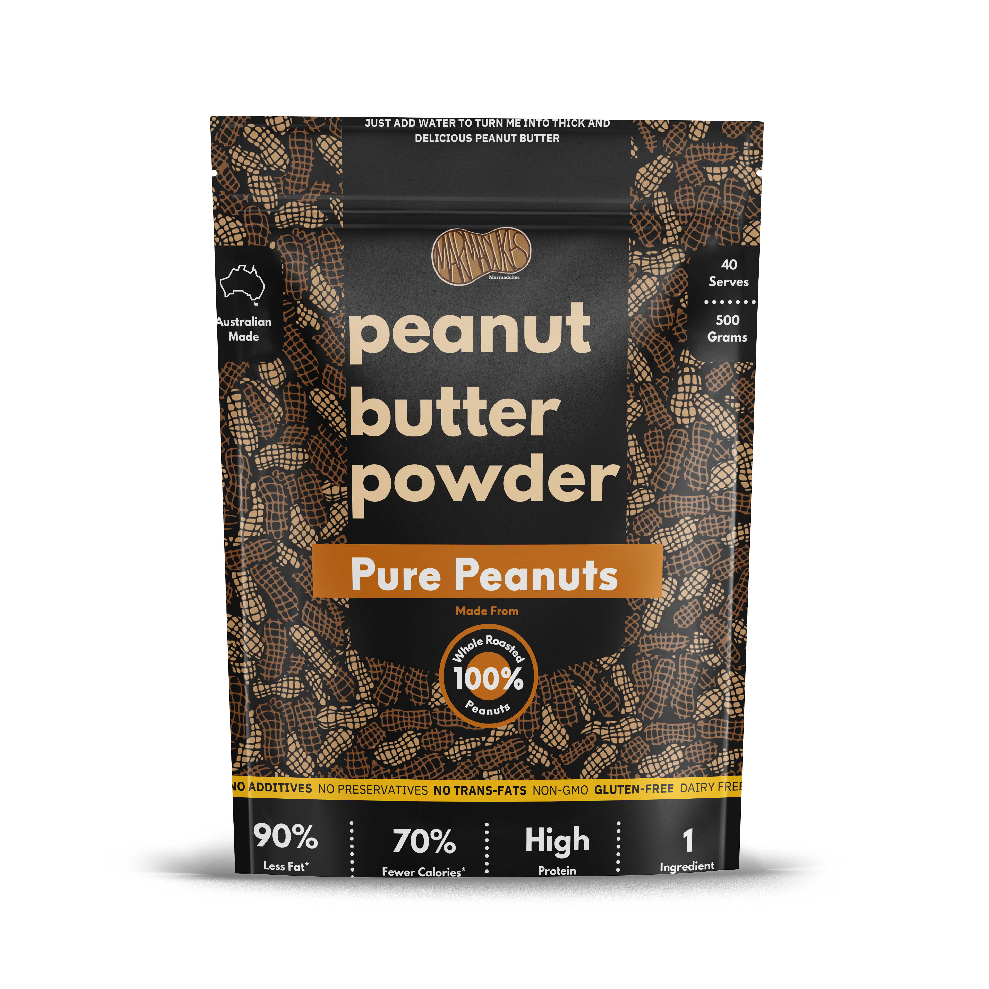 Pure Peanuts Butter Powder (500g Pouch) - Marmadukes Food Group product image