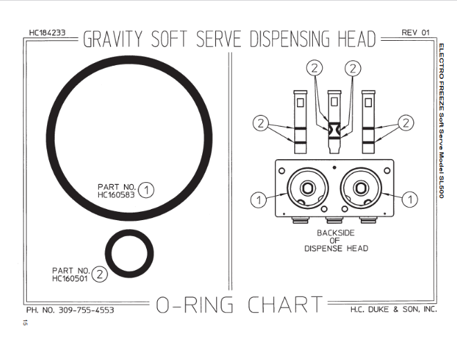 SL500 Faceplate O-Ring Chart