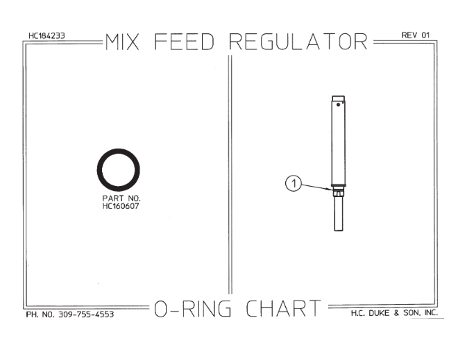 SL500 Mix Feed Regulator O-Ring Chart