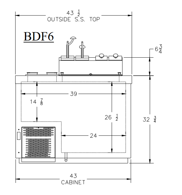 BDF6 Flavor Rail Cabinet Dimensions