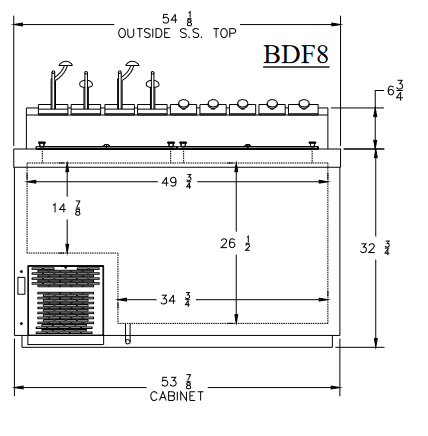 BDF8 Flavor Rail Cabinet Dimensions