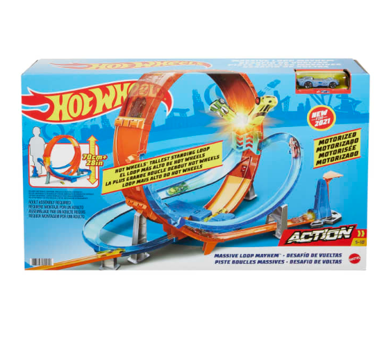 Hot Wheels Track Set And 1:64 Scale Toy Car, Spiral Race Track