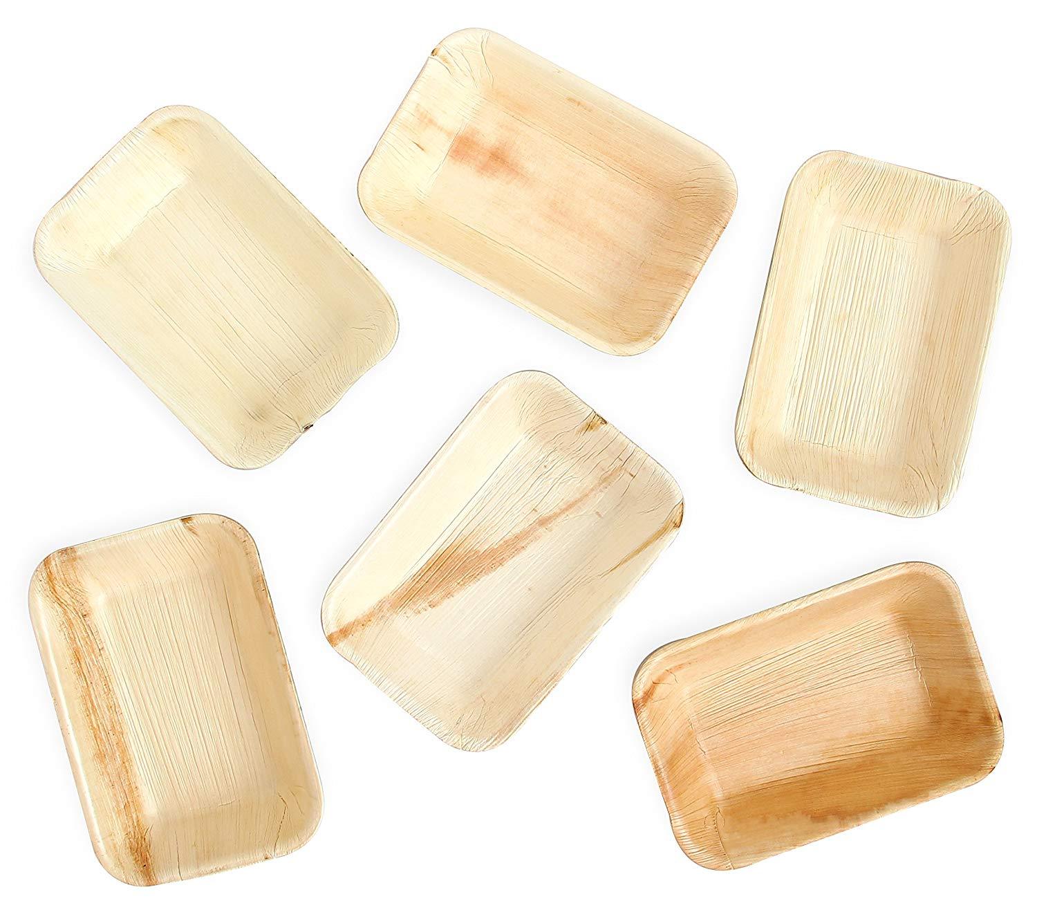 Palm Leaf Rectangle Tray 11" x 7" Inch Set