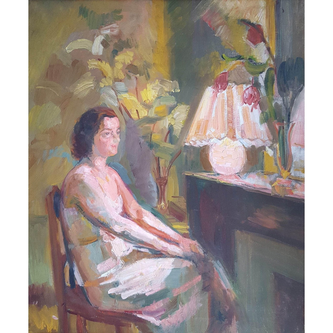 Augusta de Bourgade – Femme devant le foyer – Circa 1930 | Winckelmann Gallery