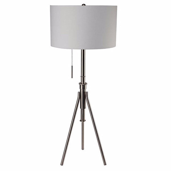Benzara Zaya Contemporary Style Floor Lamp, Brushed Steel