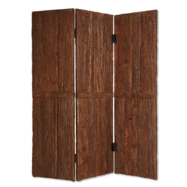 Benzara Wooden Foldable 3 Panel Room Divider with Plank Style, Small, Brown