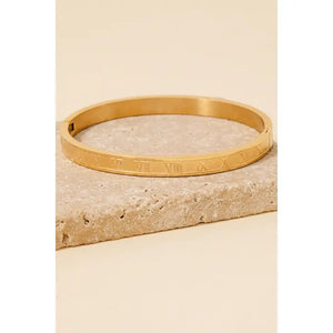 Roman Numeral Bangle Bracelet - Gold 6MM - Karden Lane
