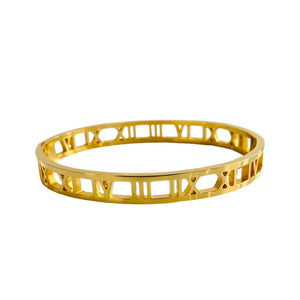 Roman Numeral Bangle Bracelet - Gold - Karden Lane
