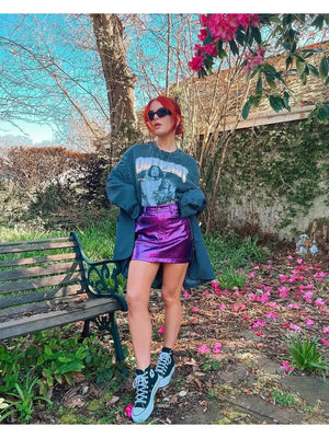 Milena Metallic Mini Skirt - Purple - Karden Lane
