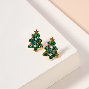Christmas Tree Stud Earrings - Green - Karden Lane