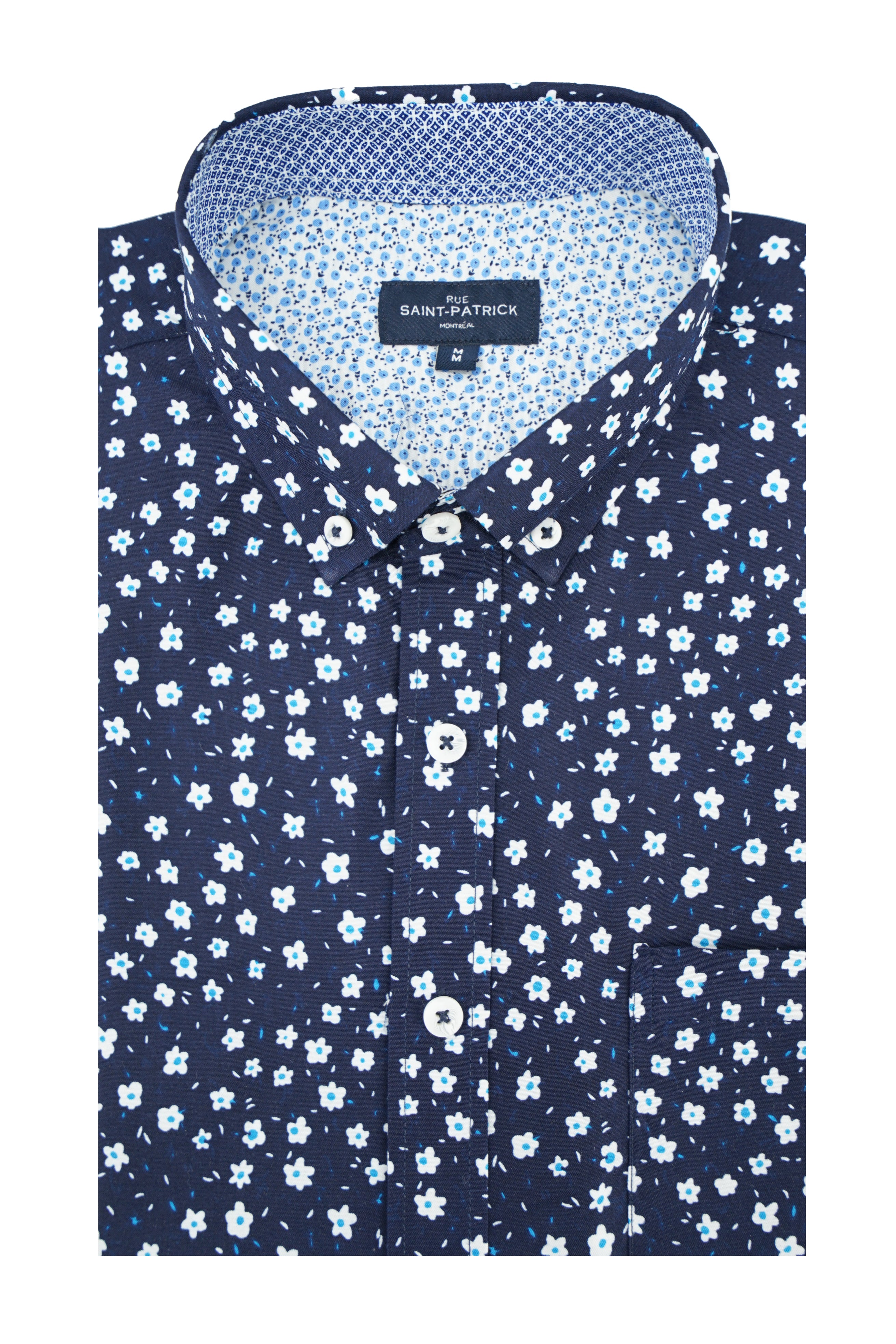 Ballyrobert Floral Short Sleeve Shirt in Navy and Blue– Rue Saint-Patrick