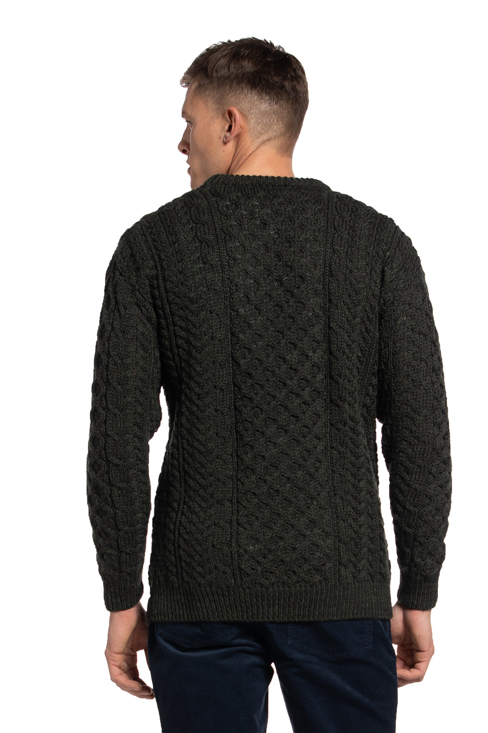 Worsted Wool Crewneck Sweater in Dark Moss– Rue Saint-Patrick