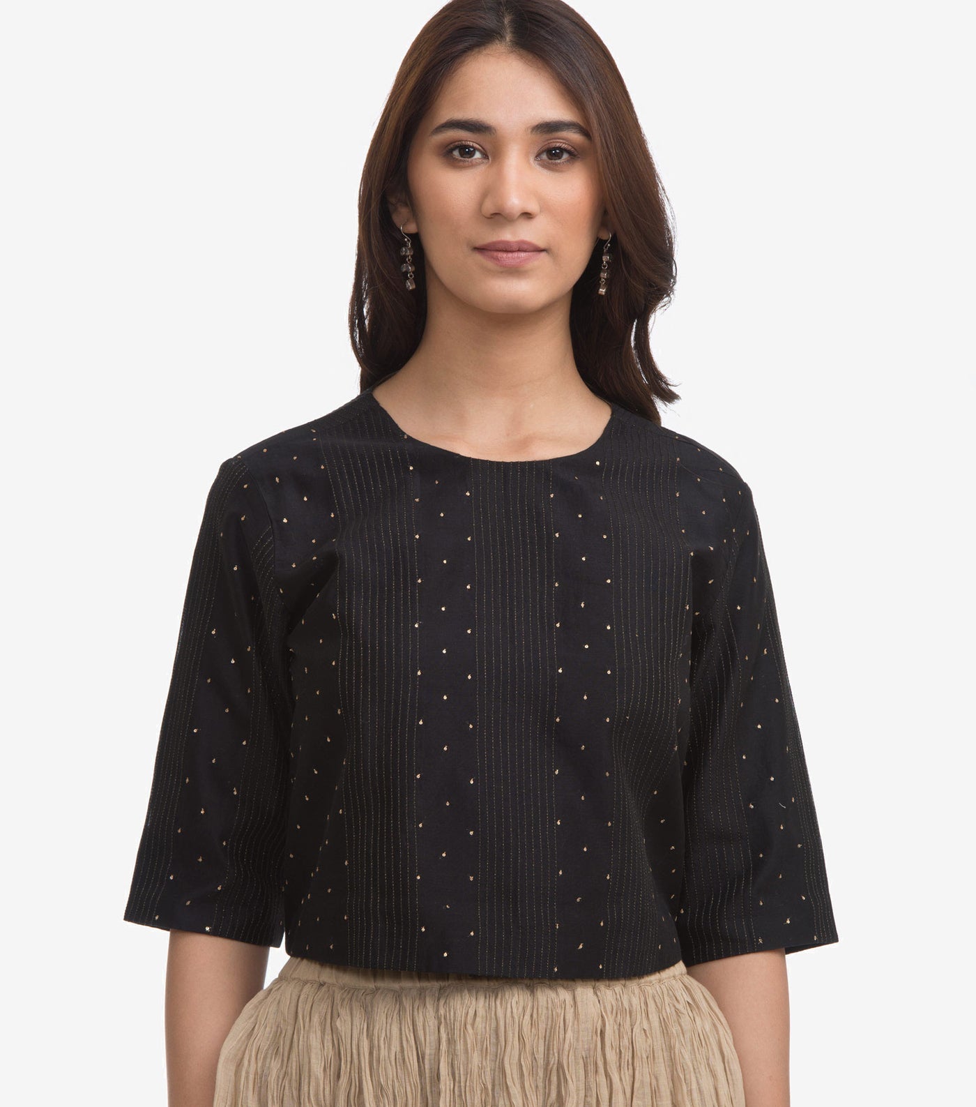 Black Embroidered Chanderi Blouse