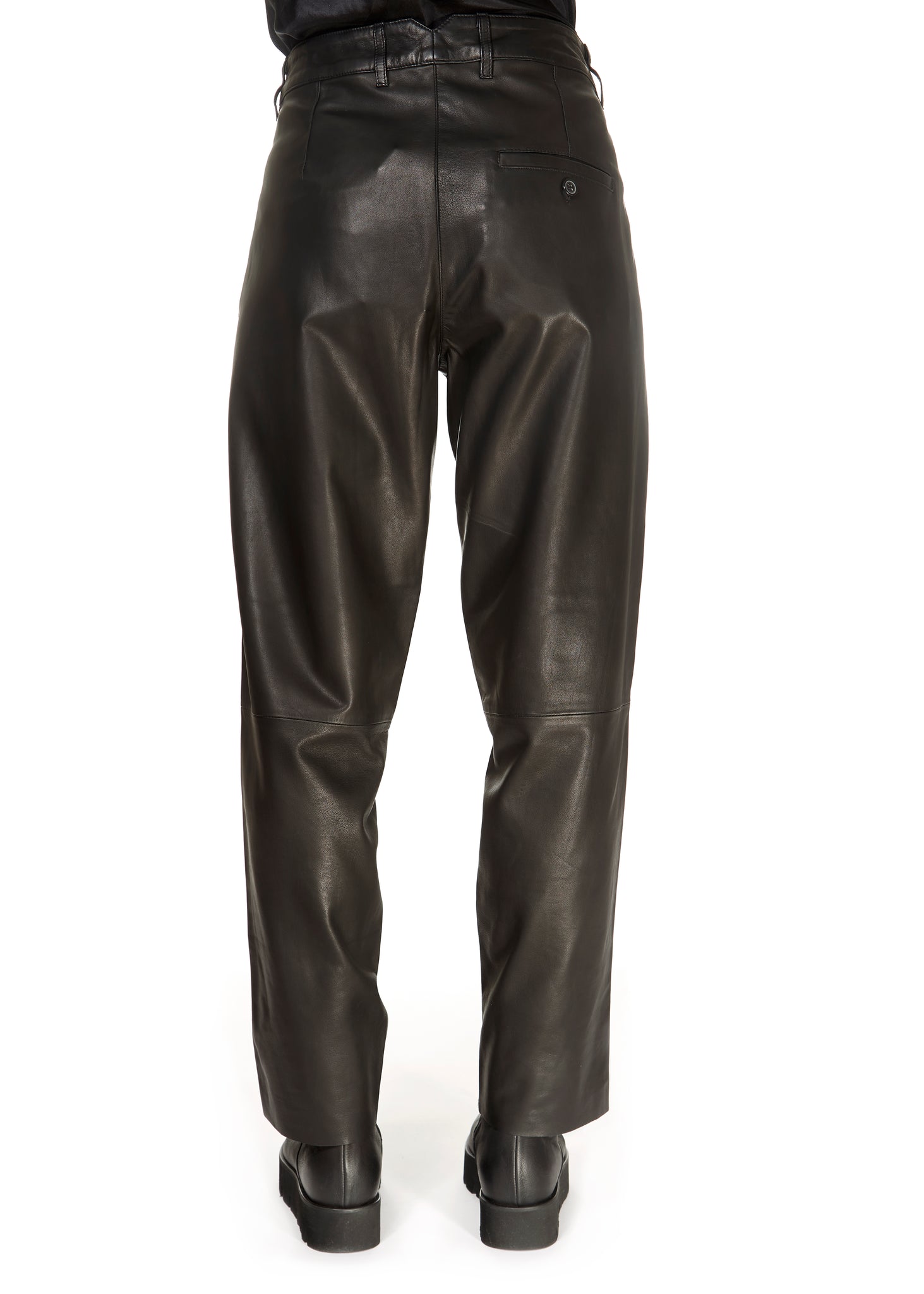 'Iris' Straight Leg Leather Trousers