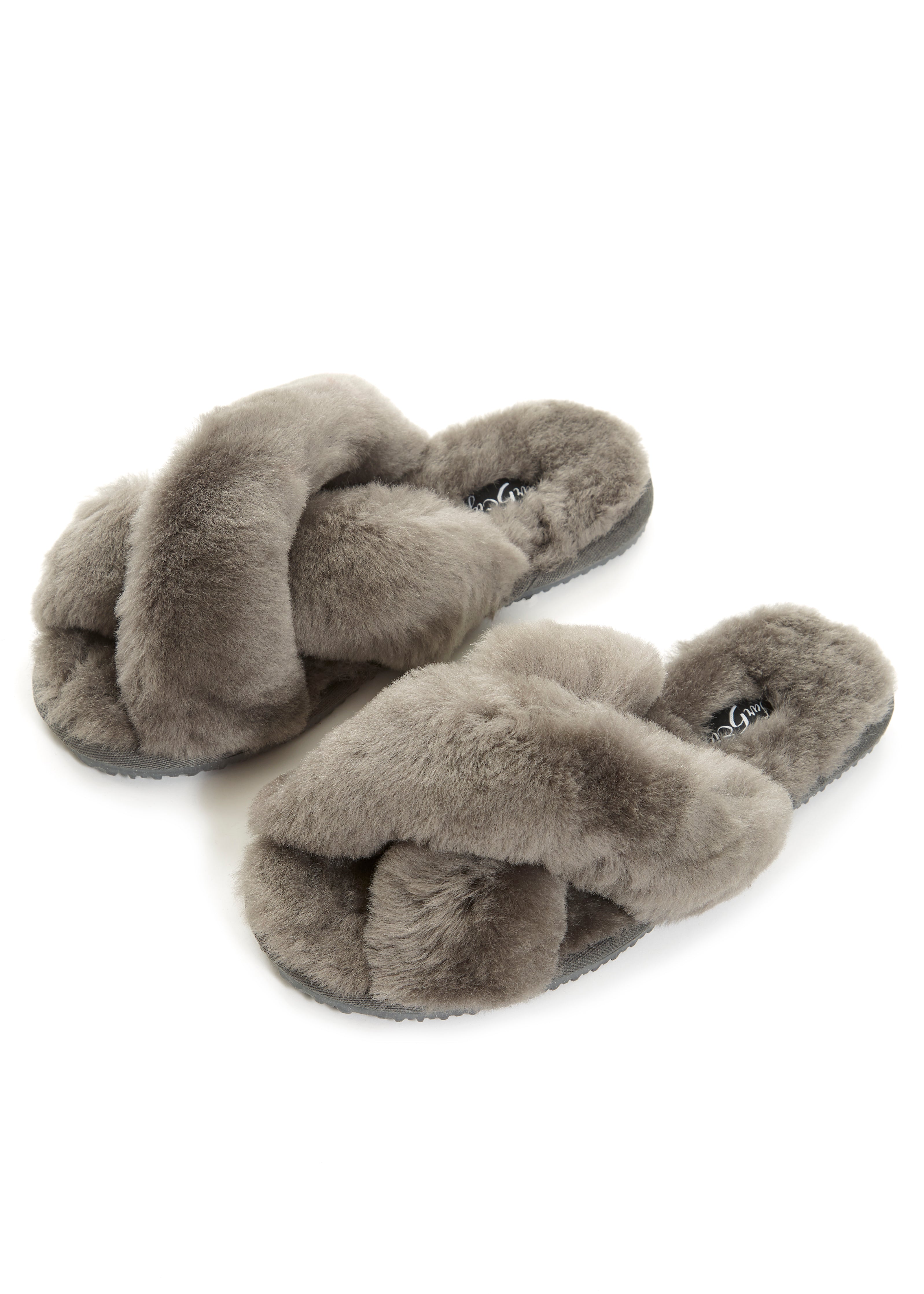 grey sheepskin slippers