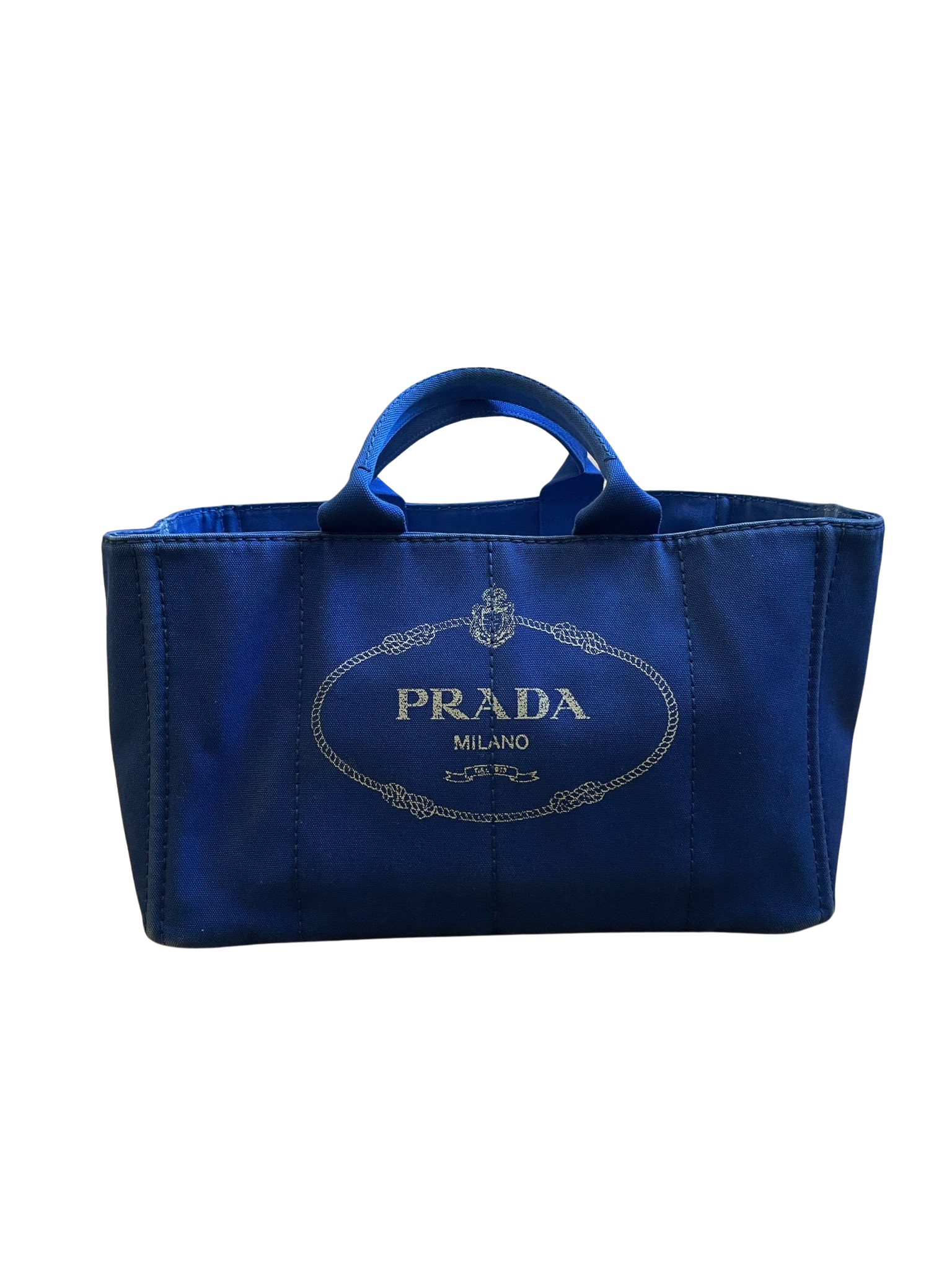 Prada Blue Canapa Canvas Tote Bag – Kawaii Vintage Copenhagen