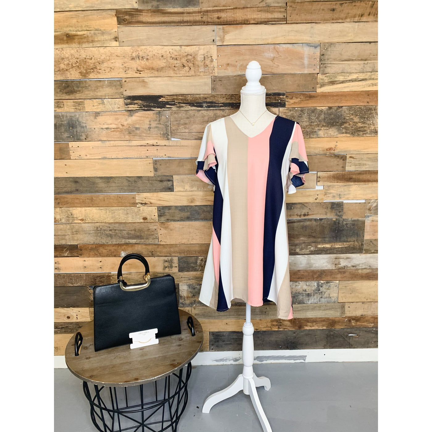 Rami Stripe Dress with Flare Sleeves-W Dress-Graceful & Chic Boutique, Family Clothing Store in Waxahachie, Texas