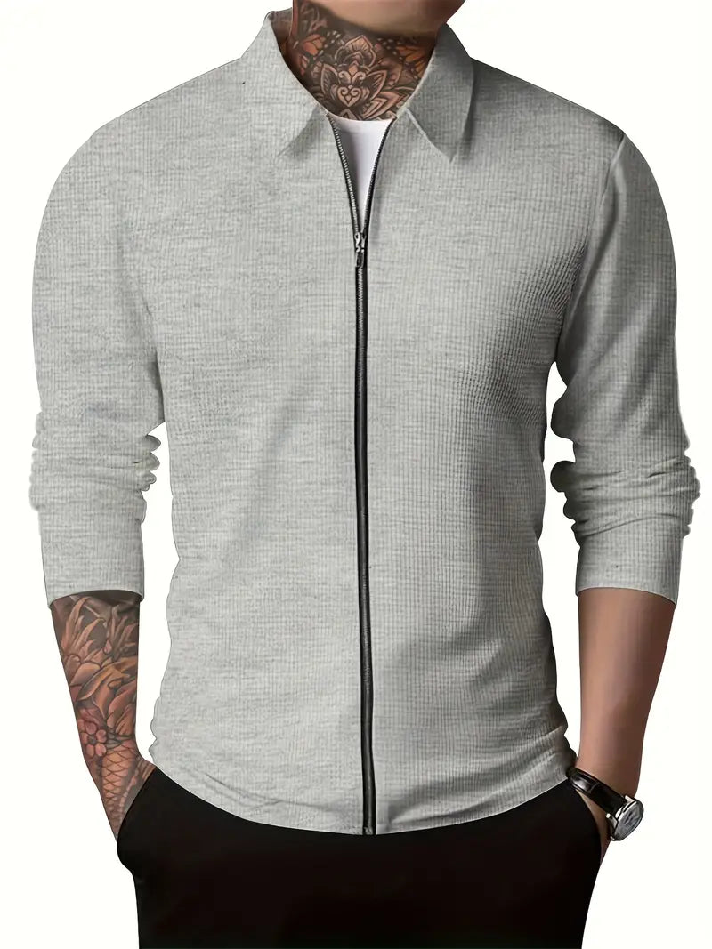 Product Image for Luvik | Rennokka miesten takki vetoketjulla ja käännetyllä kauluksella miehille, Vaaleanharmaa / 3XL