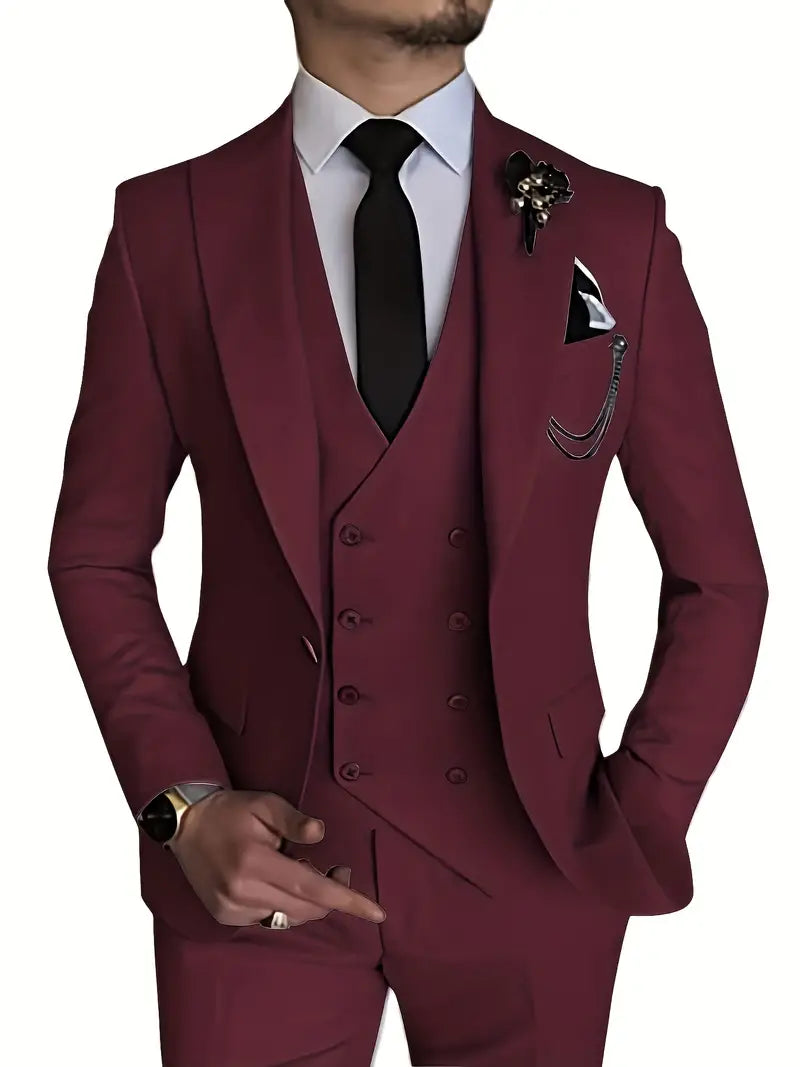 Product Image for Luvik | Dreiteiliges Herren Satz Business Blazer, Weste Und Hose, Rot / 2XL