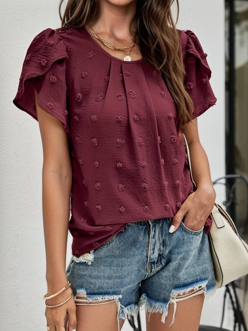 Product Image for Luvik | swiss dot-paita, jossa on kukkahelma-ajat, Burgund / 3XL
