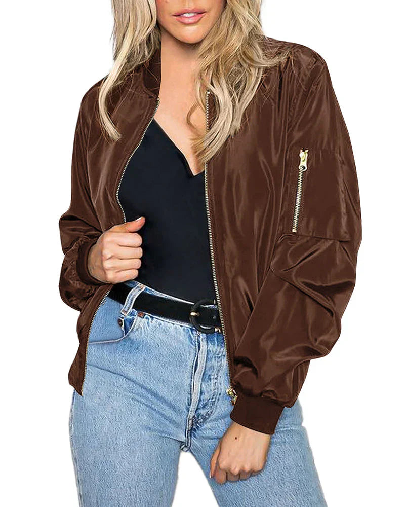 Product Image for Luvik | Tyylikäs Klassinen Bomber-takki Taskuilla, Bruuni / XXL