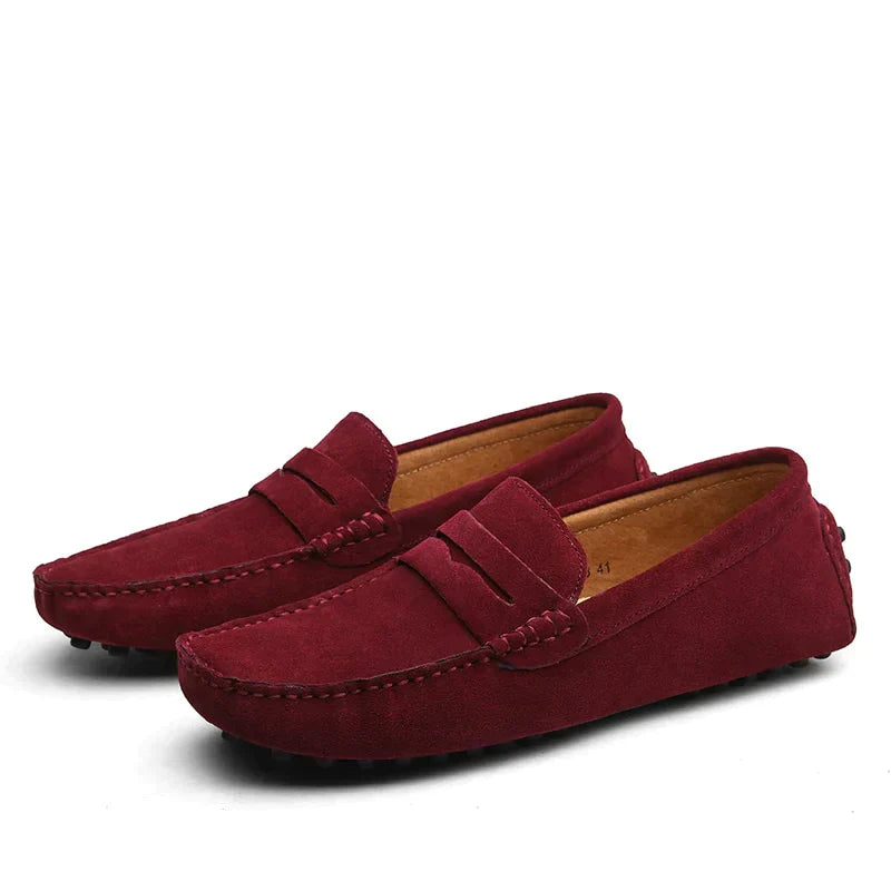 Product Image for Luvik | Nupukkinahka Tossut Italialainen Tyyli Mokassiini Varvas Liukuestepenny Loafer, Rot / 48