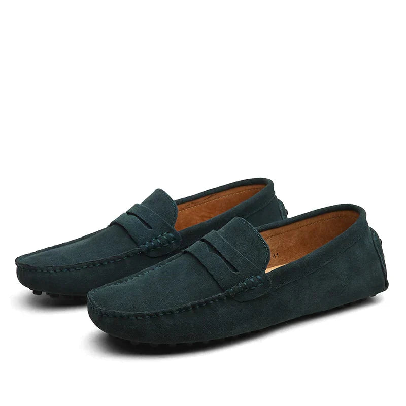 Product Image for Luvik | Nupukkinahka Tossut Italialainen Tyyli Mokassiini Varvas Liukuestepenny Loafer, Vihreä / 38