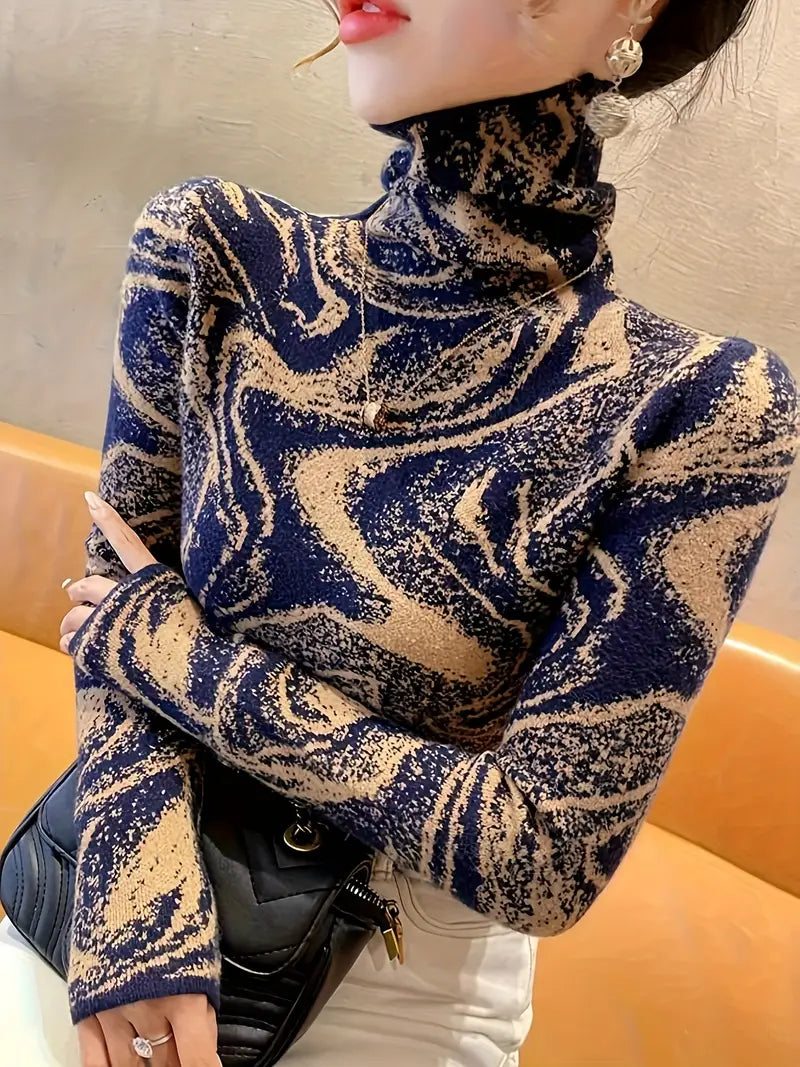 Product Image for Luvik | Raidallinen, Värikäs Pusero, Elegantti, Pitkähiha Slim-pullover, Sininen / L
