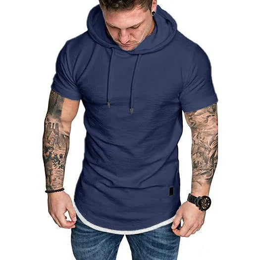 Product Image for Luvik | Miehet Huppari Lyhyillä Hihoilla Ja Nyörillä, Mukava Ja Tyylikäs, Merinovillan sininen - Valkoinen Zoom / S