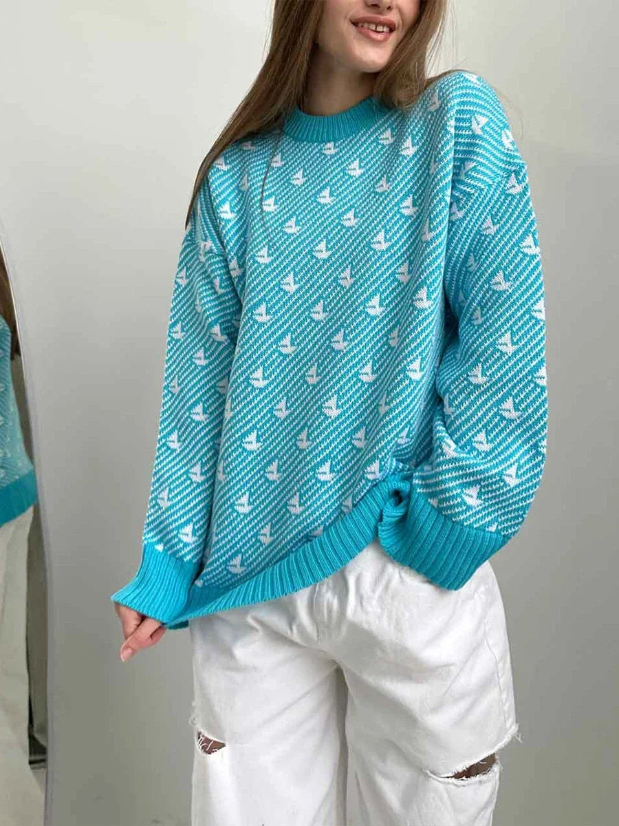 Product Image for Luvik | Klassischer Pullover Mit Geripptem Saum Für Damen, Blauer See / M