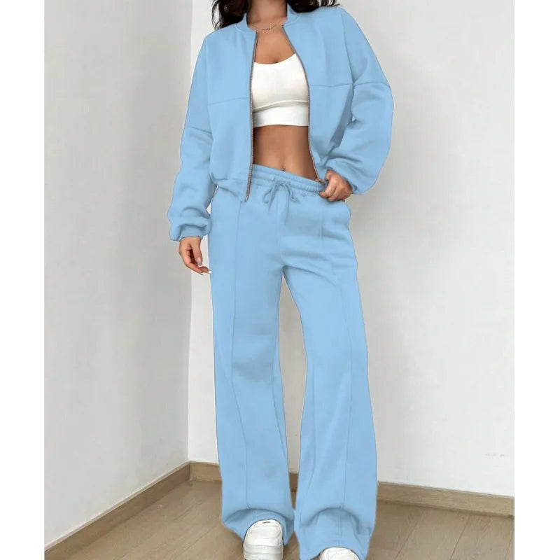 Product Image for Luvik | Hauska Bomber Jacket With Zipper And Cool Pants For Women, Taivaan sininen / 2XL