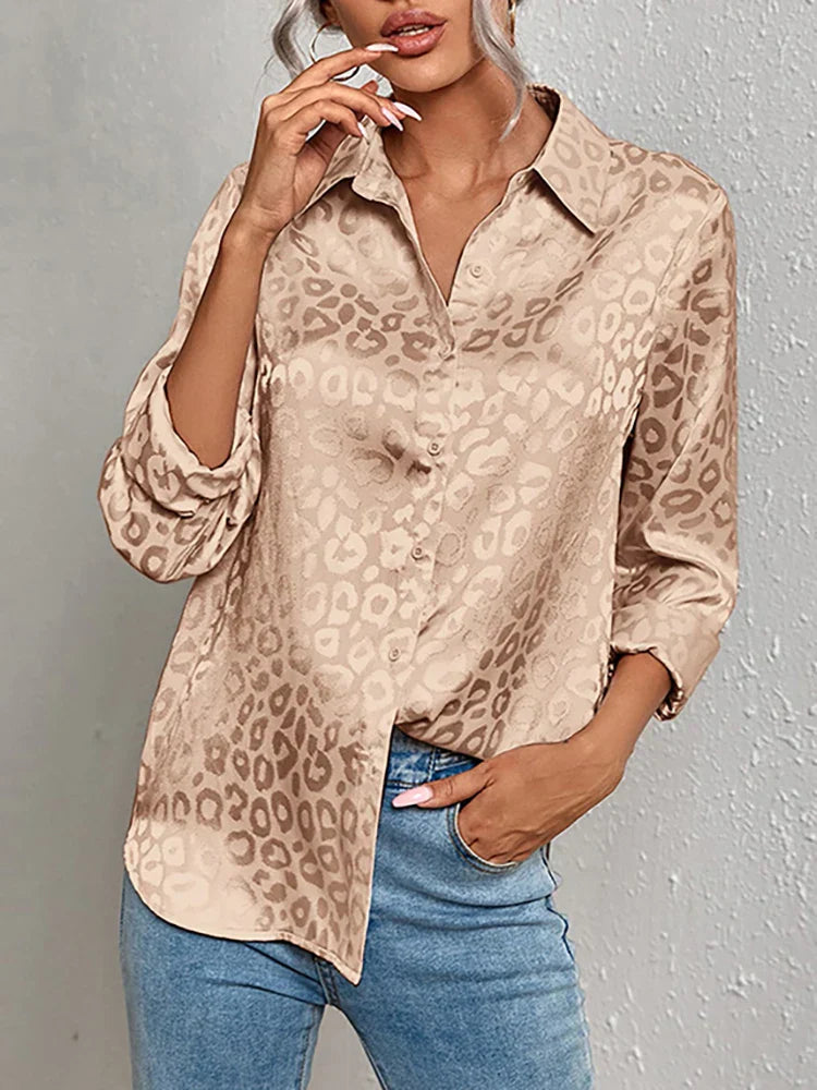 Product Image for Luvik | Damen Satinbluse Mit Leopardenmuster, Gold / S