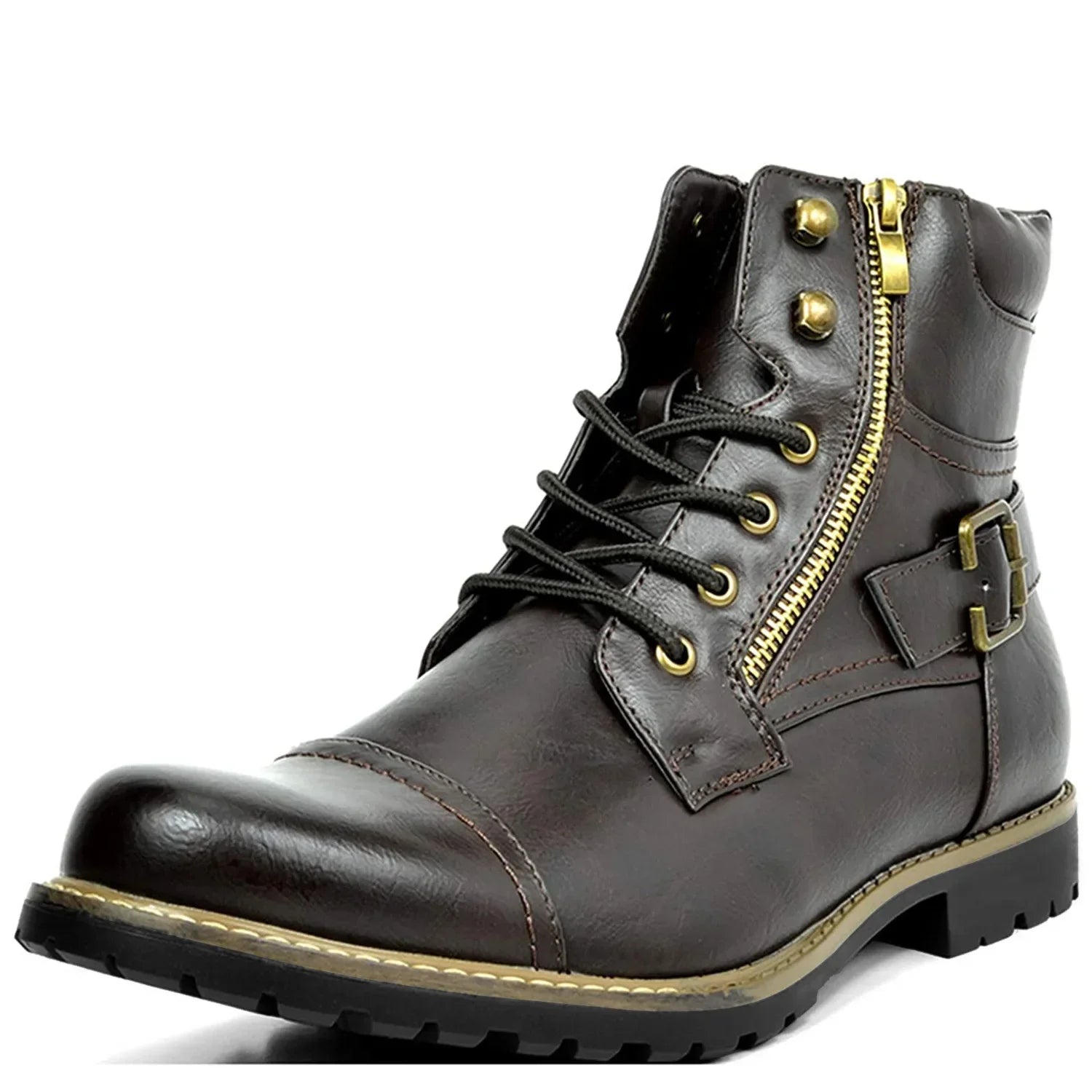Product Image for Luvik | Leder Motorradstiefel Für Männer, Dunkelbraun / 46
