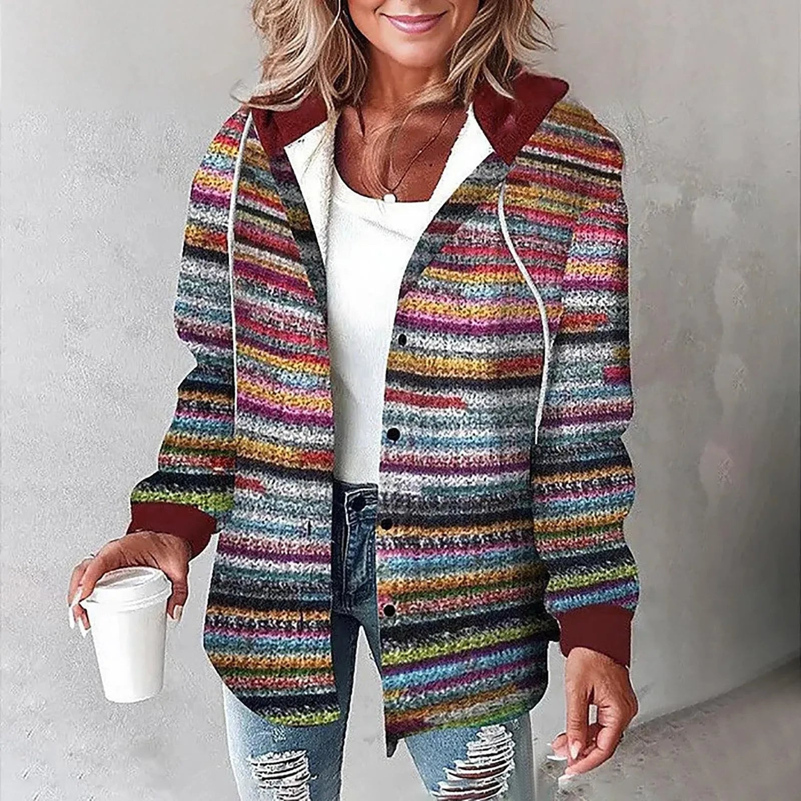 Product Image for Luvik | Napillinen Takki, Rainbow Stripe / 10 (M)