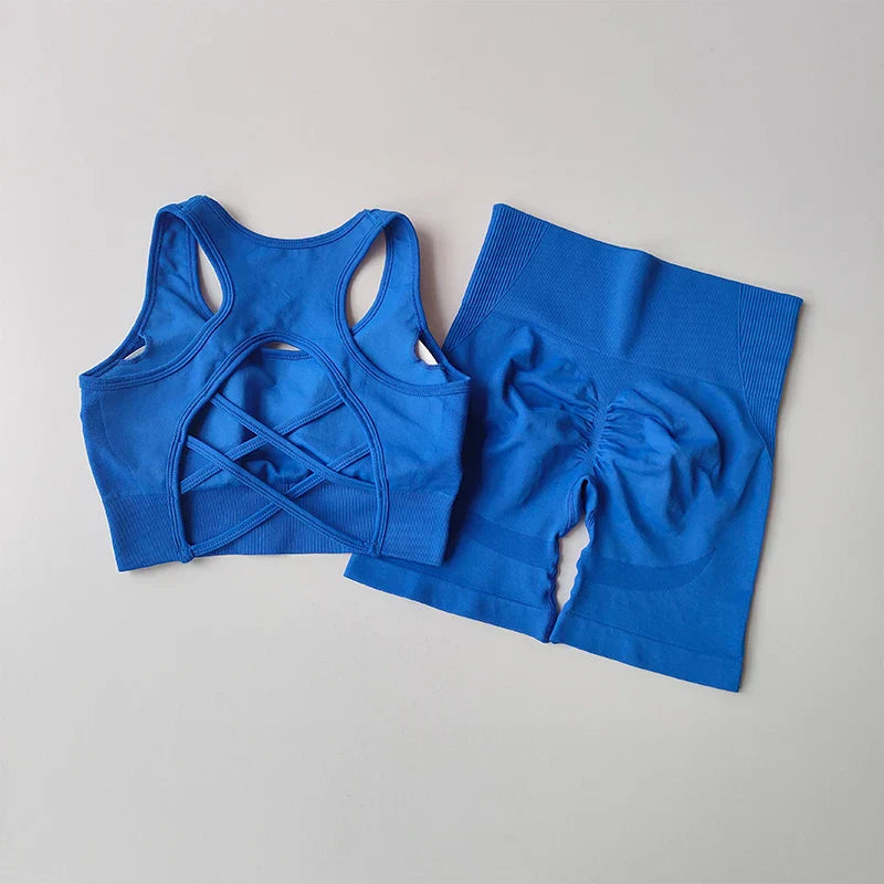 Product Image for Luvik | Fitness Satz Mit Hoher Taille Und Sport Bh Für Damen, Blau / L