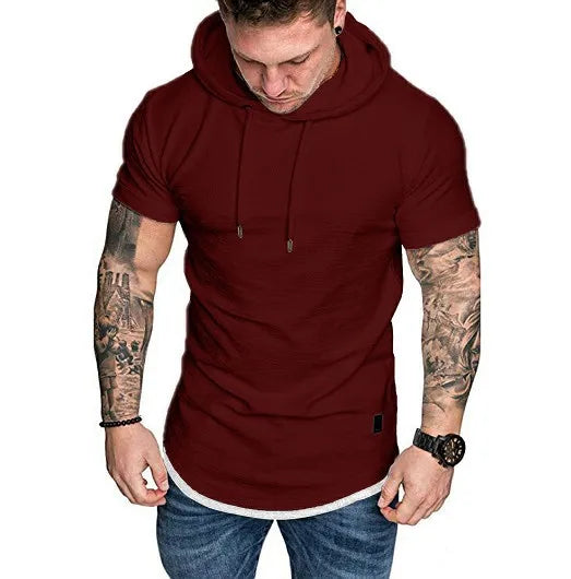 Product Image for Luvik | Miehet Huppari Lyhyillä Hihoilla Ja Nyörillä, Mukava Ja Tyylikäs, Viini Punainen - Valkoinen Zoom / M