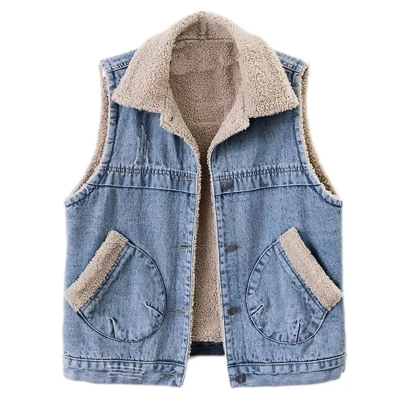 Product Image for Luvik | Jeansweste Mit Fleecefutter Für Damen, Braun / L