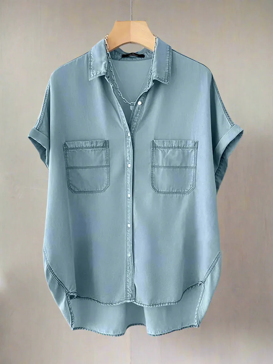 Product Image for Luvik | Elegante Damen Jeansbluse Mit Knopfleiste, Blau / XL