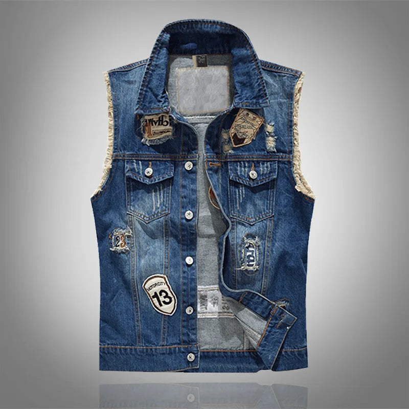 Product Image for Luvik | Zerrissene Ärmellose Jeansweste Für Männer, Stil 6 / L