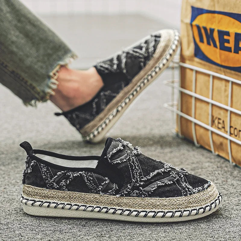 Product Image for Luvik | Miesten Espadrillot Canvasista Kevyet & Tyylikkäät Kesäiset Slip Ons, Musta / 42