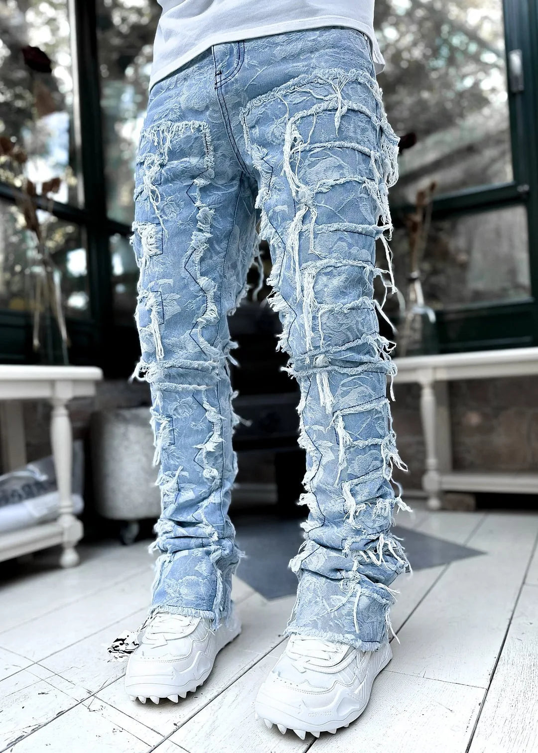 Product Image for Luvik | Distressed Straight Fit Jeans Für Herren Streetwear Stil, Gewaschenes Denimblau / M