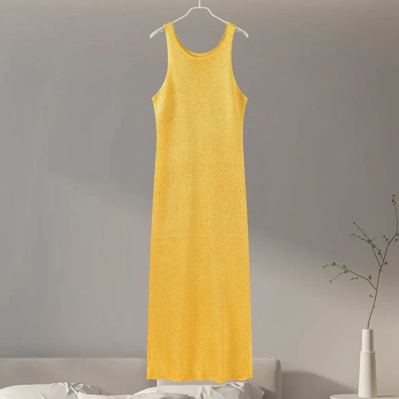 Product Image for Luvik | Ärmelloses, Figurbetontes Maxikleid Mit Pailletten Und Glitzer Für Besondere Anlässe, Gelb / XL