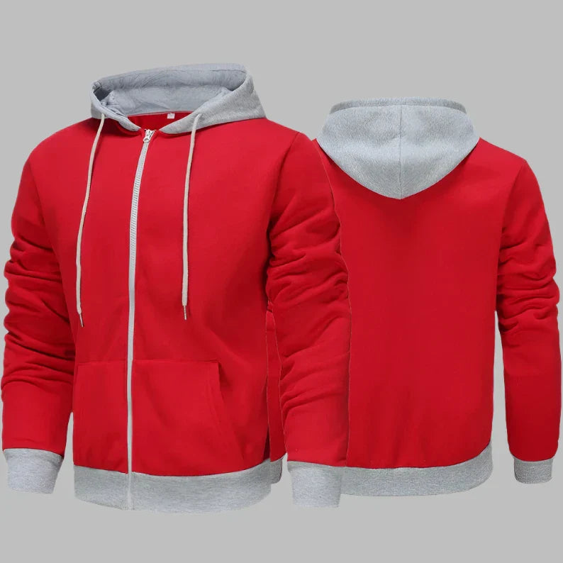 Product Image for Luvik | Mukava miesten huppari vetoketjulla päivittäiseen käyttöön, Rot-Harmaa / XXL