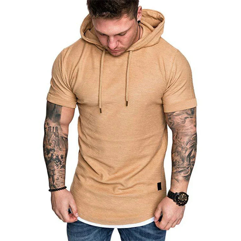 Product Image for Luvik | Miehet Huppari Lyhyillä Hihoilla Ja Nyörillä, Mukava Ja Tyylikäs, Khaki - Valkoinen Zoom / XL