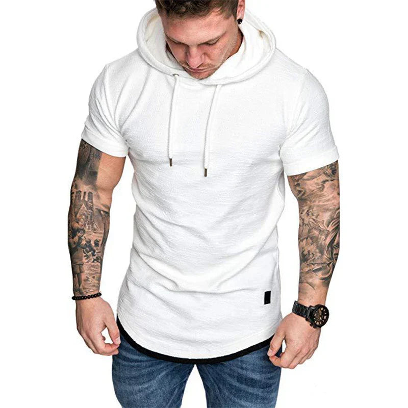 Product Image for Luvik | Miehet Huppari Lyhyillä Hihoilla Ja Nyörillä, Mukava Ja Tyylikäs, Valkoinen - Musta Zoom / S