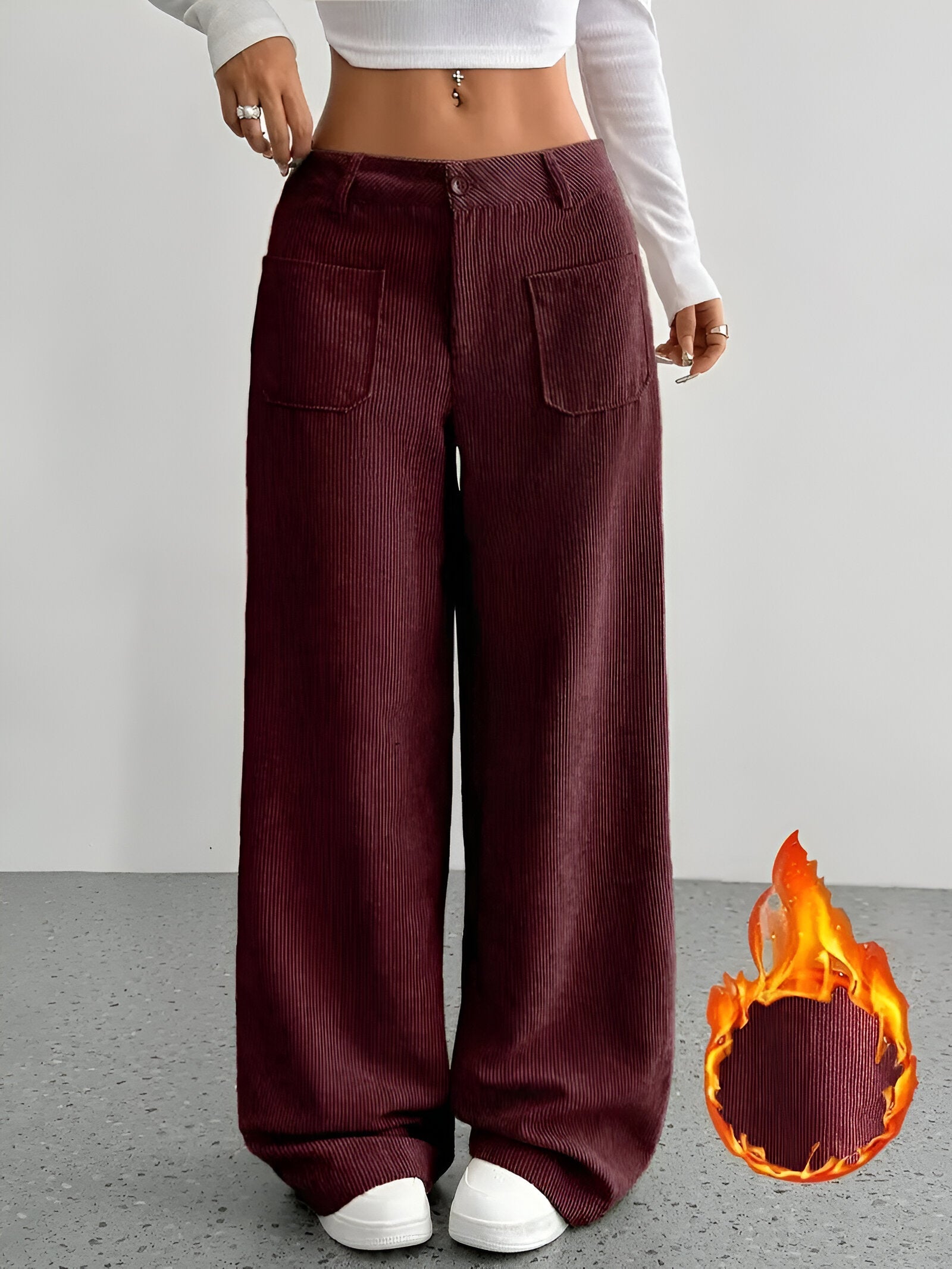 Product Image for Luvik | Rentokäyttöinen Puuvillatrikoo Housut Laajalla Lahkeella, Burgundinpunainen / XS