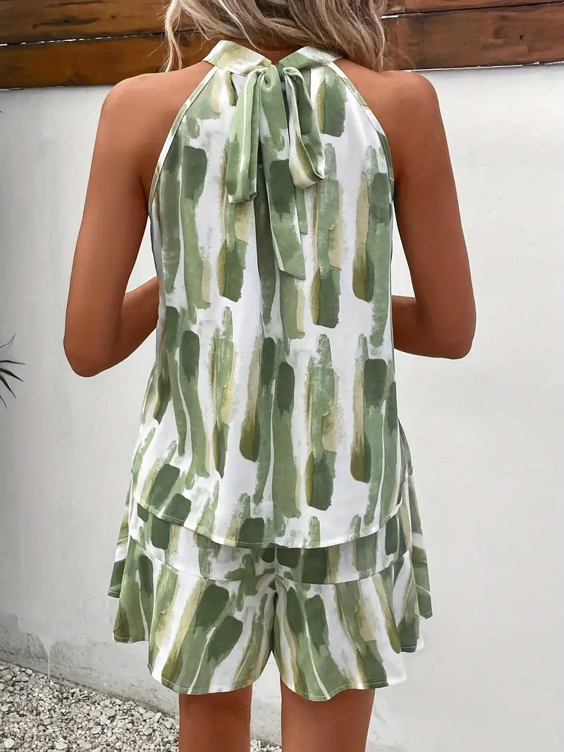 Product Image for Luvik | Feriesetti, jossa on shortsit ja alloverkuvio, Rosenpunainen / XL