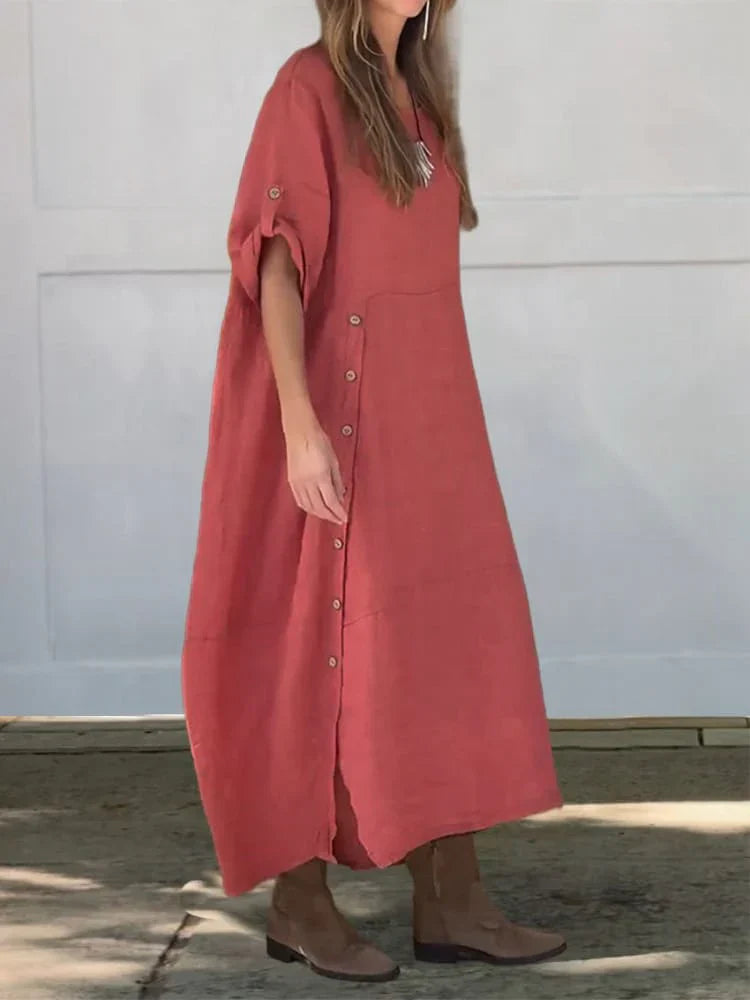 Product Image for Luvik | Pellava Puuvilla Mekko, Rot / XXL