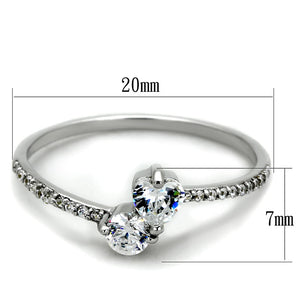 TS258 - Rhodium 925 Sterling Silver Ring with AAA Grade CZ  in Clear